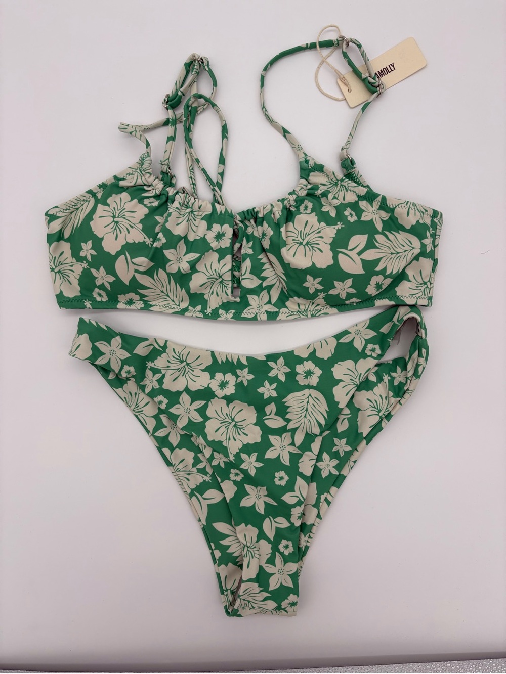 Green Floral Two-Piece Bikini Set NWT